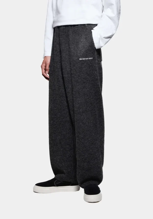 MKI Miyuki Zoku Mohair Blend Knit Wide Leg Joggers Charcoal (5)