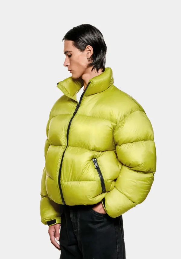 MKI Miyuki Zoku Translucent Funnel Neck Bubble Jacket Chartreuse (5)