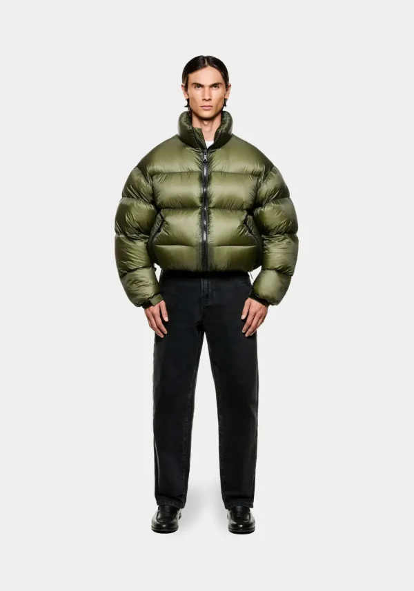 MKI Miyuki Zoku Translucent Funnel Neck Bubble Jacket Olive (6)