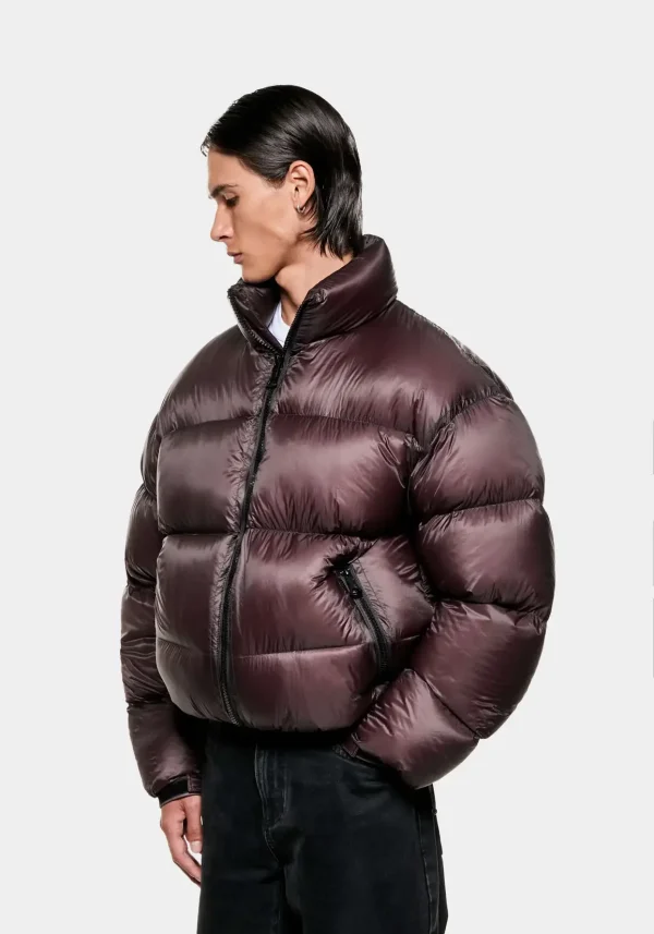 MKI Miyuki Zoku Translucent Funnel Neck Bubble Jacket Raisin (5)