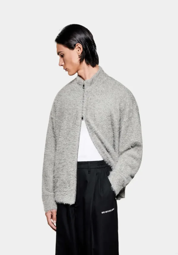 Mki Miyuki Zoku Faux Alpaca Knit Track Jacket Grey (5)