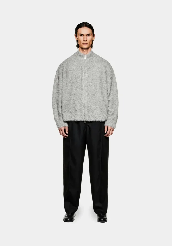 Mki Miyuki Zoku Faux Alpaca Knit Track Jacket Grey (6)