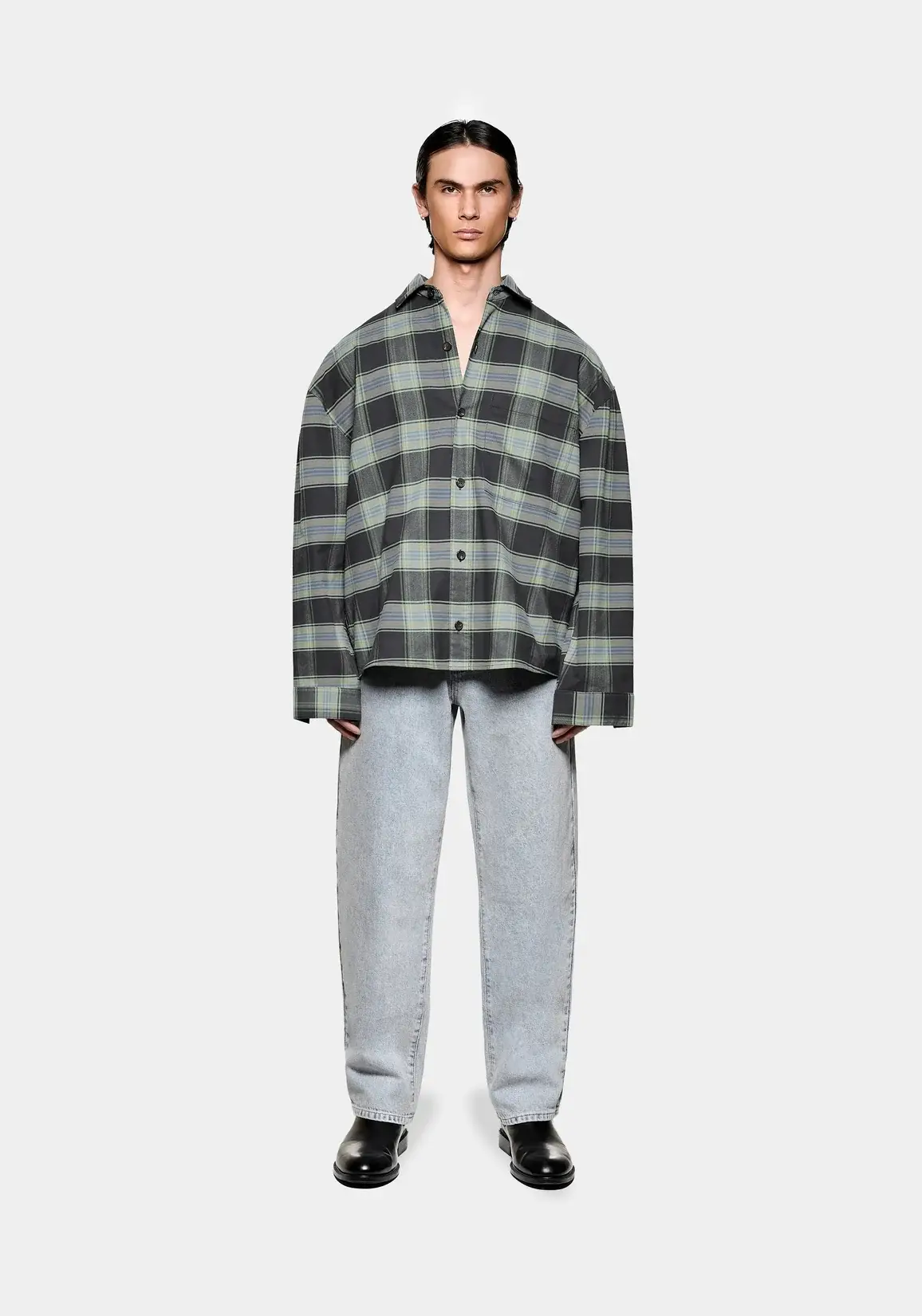 Mki Box Dress Shirt Blue Check (1) Mki Box Dress Shirt Blue Check (1)