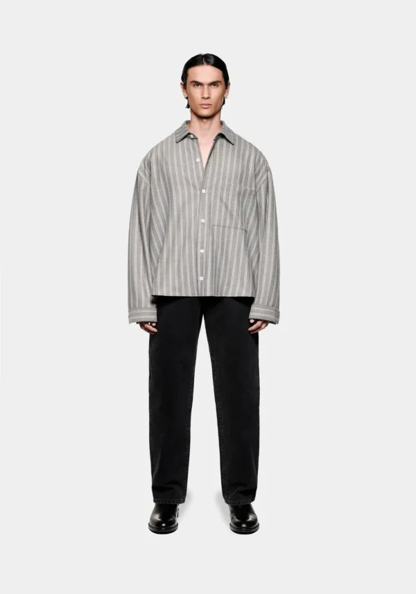 Mki Box Dress Shirt Grey Stripe (1)