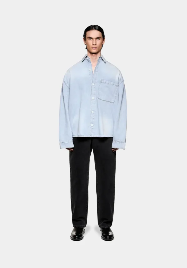Mki Box Dress Shirt Sunfaded Denim (1)