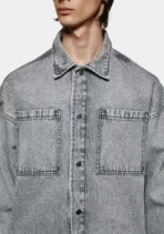 Mki Denim Box Overshirt Black Grey (4)